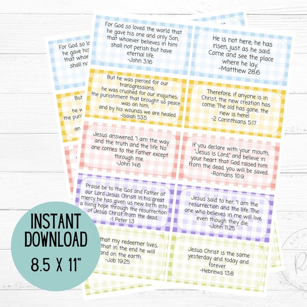Printable Easter Bible Verses | Easter Egg Verses | Kids Easter Bible Verses | Lunchbox Verses | Table Place Cards | Easter Cards