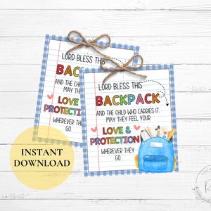 Printable Christian Backpack Tags: School Gift (Digital Download)
