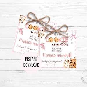 Nurse Appreciation Cookie Tags: Printable Gift Tags (Digital Download)