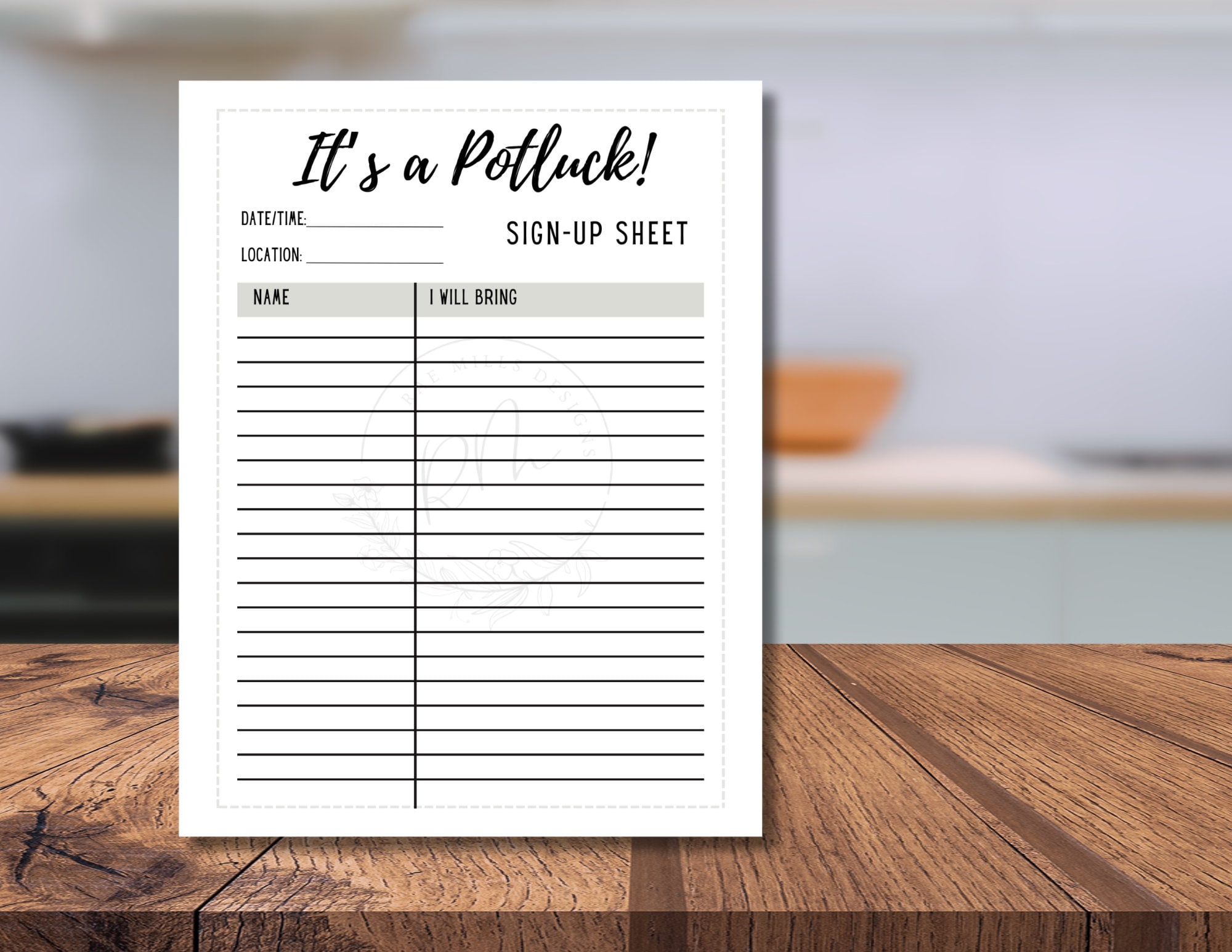 Printable Potluck Sign-up Sheet: Simple Design (digital Download) - Etsy