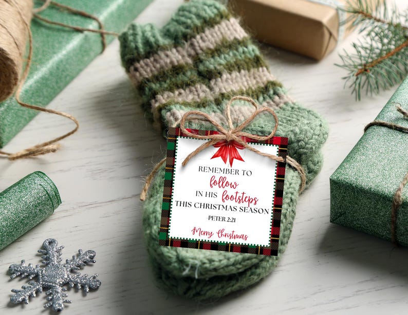 Christmas Bible Verse Gift Tags | Peter 2:21 (Digital Download) image 2