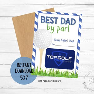 Porta carte regalo Best Dad By Par / Porta carte regalo per la festa del papà / Idee regalo per la festa del papà / Download immediato / Porta carte regalo 5x7