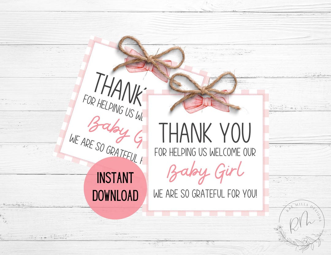 Labor and Delivery Nurse Thank You Gift Tag | Printable Baby Girl Thank ...
