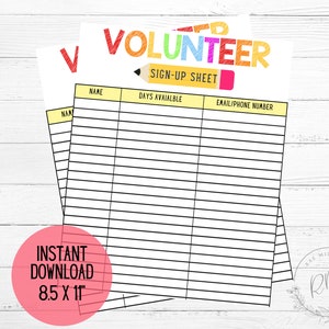 Folha de inscrição para voluntários escolares para impressão (PDF)