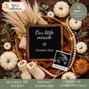 Our little miracle pregnancy announcement | Fall Collection Baby Reveal | Instant Download