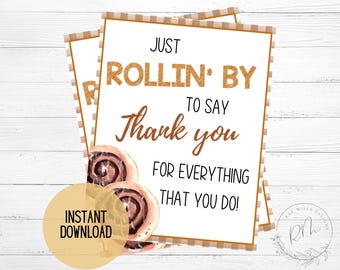 Cinnamon Roll Appreciation Sign: Teacher & Staff Thank You (PDF)