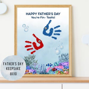 Printable Father&#39;s Day Keepsake Craft | Baby Toddler Keepsake | Printable DIY Craft | You&#39;re Fin-Tastic Keepsake