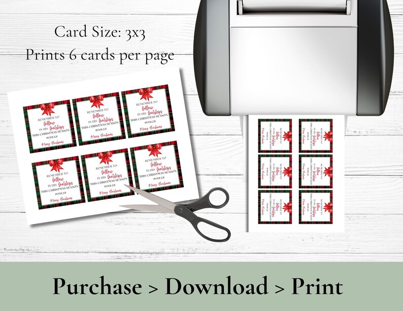 Christmas Bible Verse Gift Tags | Peter 2:21 (Digital Download) image 3
