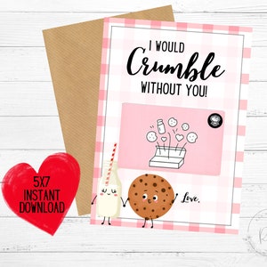 Portatarjetas de regalo con forma de galleta imprimible / Portatarjetas de regalo para San Valentín / Ideas para tarjetas de regalo / Descarga instantánea