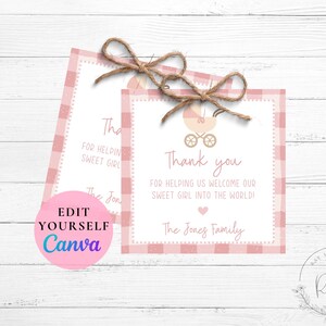 Editable Baby Girl Thank You Tags: L&D Nurse Gift (Digital Download)