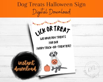 Printable Dog Treats Halloween Sign | Furry Trick-or-Treaters | Instant Download