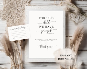 Prayers for Baby Sign and Cards: Religious Baby Shower (Digital Download)