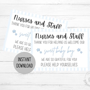 Arbeit und Lieferung Krankenschwester und Personal Danke Snack Korb Anhänger | Krankenhaus NICU Krankenschwester Danke Geschenkanhänger | Begrüßungs-Baby-Danke-Karte