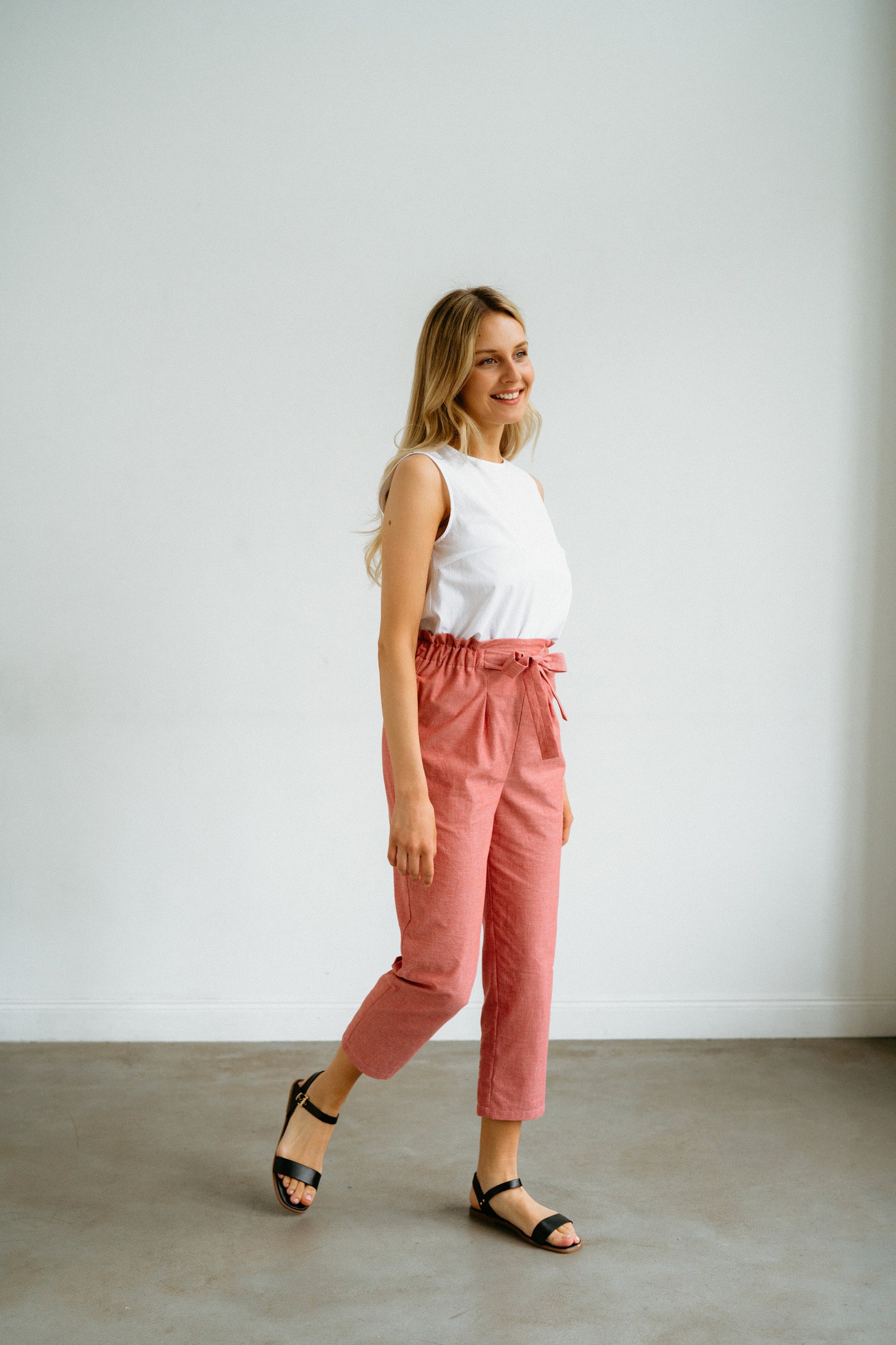 Pink trousers high rise pants cropped pants summer Etsy