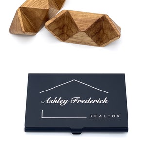 Capa porta cartão de visita para agente imobiliário gravada personalizada, capa para cartão de bolso, acessórios para cartão de visita para ela e para ele, presentes de feriado