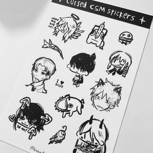 anime manga cursed csm squad; vinyl waterproof stickers
