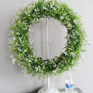 Farmhouse Wreath, French Country Decor, Green White Wreath, Gypsophila Baby's Breath, Year Round Wreath, Large, Lush Lavish 22 High Quality image 4