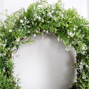 Farmhouse Wreath, French Country Decor, Green White Wreath, Gypsophila Baby's Breath, Year Round Wreath, Large, Lush Lavish 22 High Quality image 9