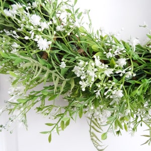 Farmhouse Wreath, French Country Decor, Green White Wreath, Gypsophila Baby's Breath, Year Round Wreath, Large, Lush Lavish 22 High Quality image 10