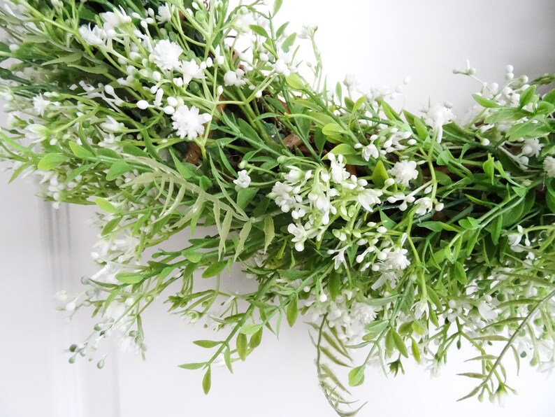 Farmhouse Wreath, French Country Decor, Green White Wreath, Gypsophila Baby's Breath, Year Round Wreath, Large, Lush Lavish 22 High Quality image 10