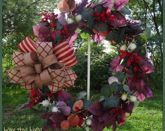 Fall Wreath, Autumn Wreath, Fall Front Door Wreath, Winter Wreath, Red-Purple Fall Wreath, 24" Wreath, Stunning Fall Wreath, Thanksgiving