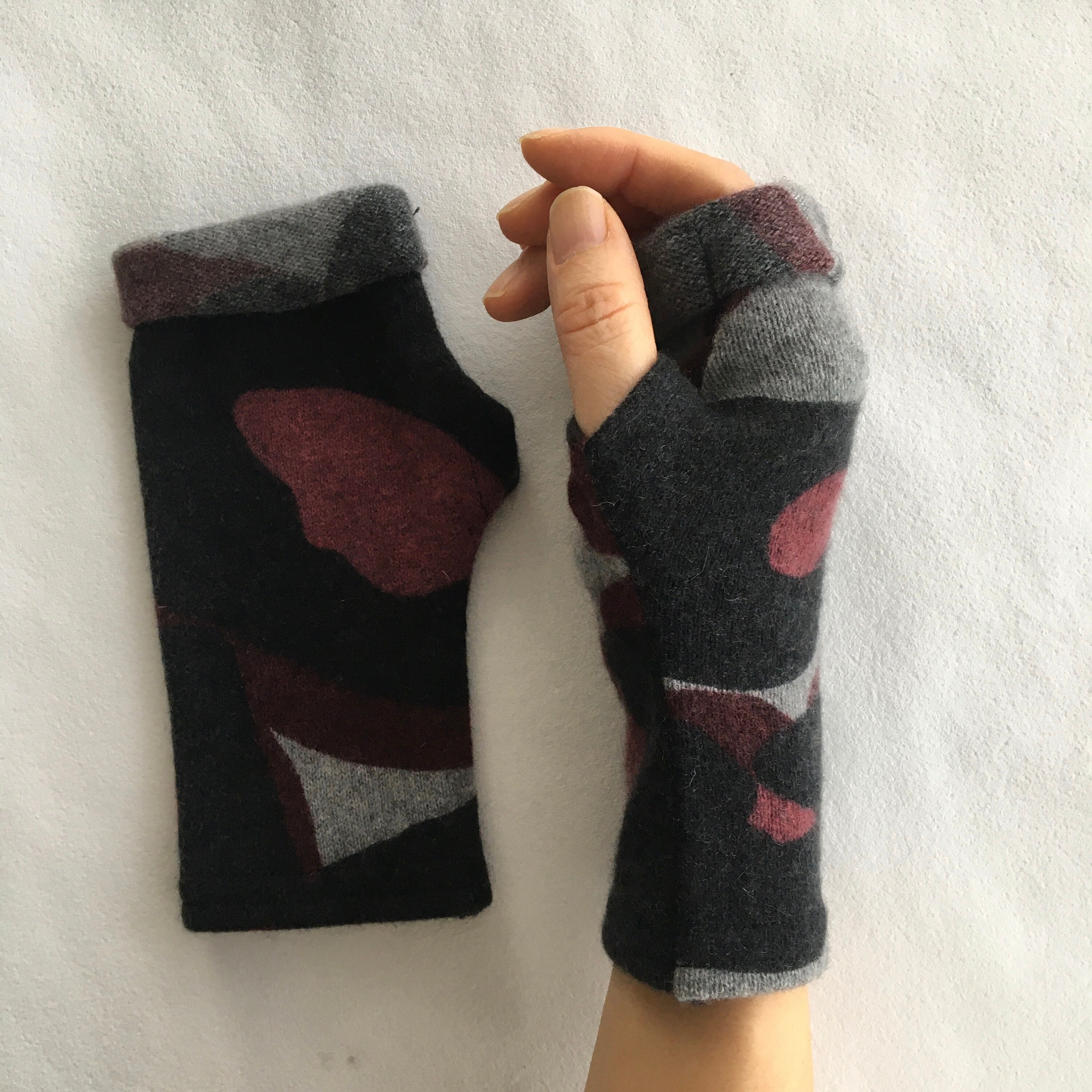 Recycled Cashmere Fingerless Gloves Cashmere Mittens Etsy