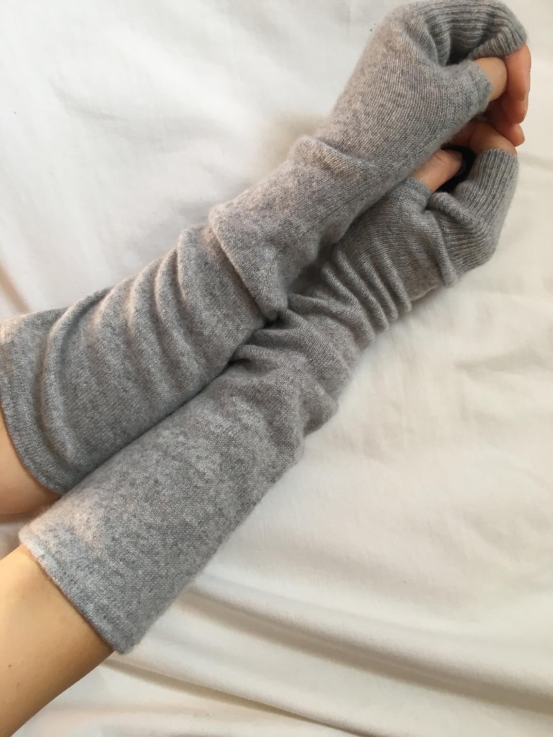 Recycled Cashmere Extra Long Fingerless Gloves ladies gloves Etsy