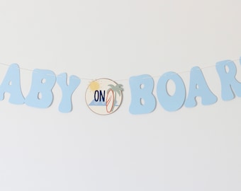 Baby On Board Banner: Surfboard Baby Shower Decor
