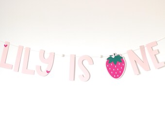 Berry First Birthday Banner: Strawberry Party Decor