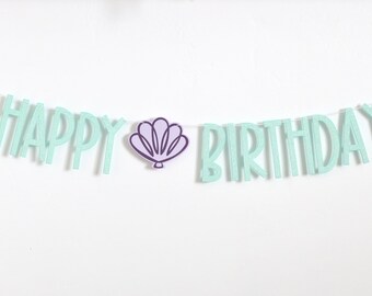 Mermaid Birthday Party Banner: Sparkly Green & Purple Decor