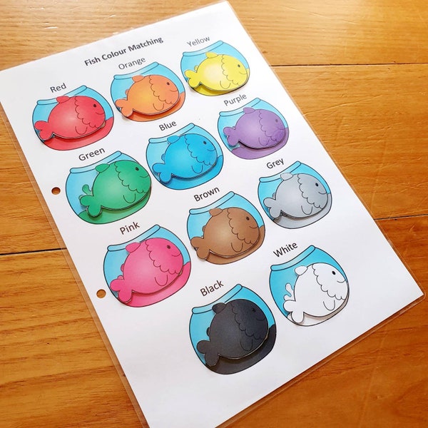 Fish Colour Matching Busy Book, Matching Colours, Colors, Early Learning, Toddler, Preschool and Kindergarten Activity, Printable