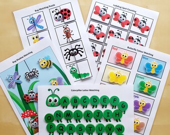 Bug Busy Book Bundle, Printable, Learn Letters, Alphabet, Colors, Numbers, Matching, Toddler, Preschool and Kindergarten Activity, Digital