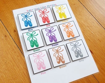 Ballet Shoes Color Matching, Matching Colours, Busy Book Page, Printable, Homeschool, Toddler, Preschool, Kindergarten Activity