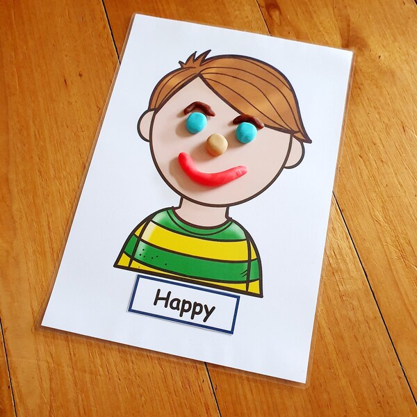 Play Dough Emotions Mats, Playdoh Faces, Printable, Draw Feelings, Preschool and Kindergarten Activity, Worksheet, Digital Download