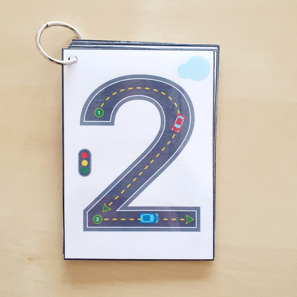number tracing flashcards cars and roads printable etsy