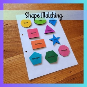 Corrispondenza di forme stampabile, Abbina forme, Raccoglitore occupato, Attività di scuola materna per bambini in età prescolare, Montessori, Download digitale PDF