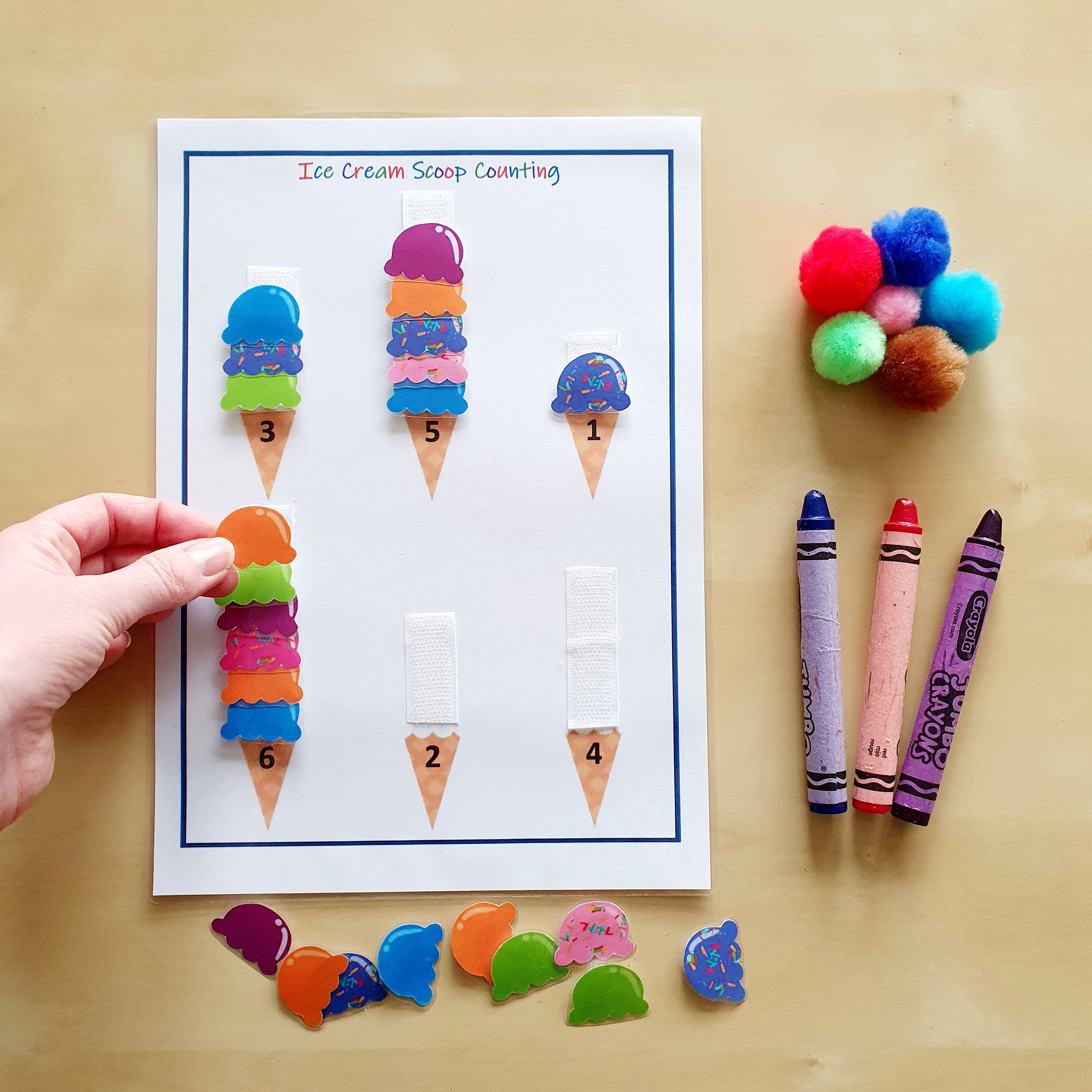 Ice Cream Scoop Counting Printable Count 1 to 6 Learning Etsy