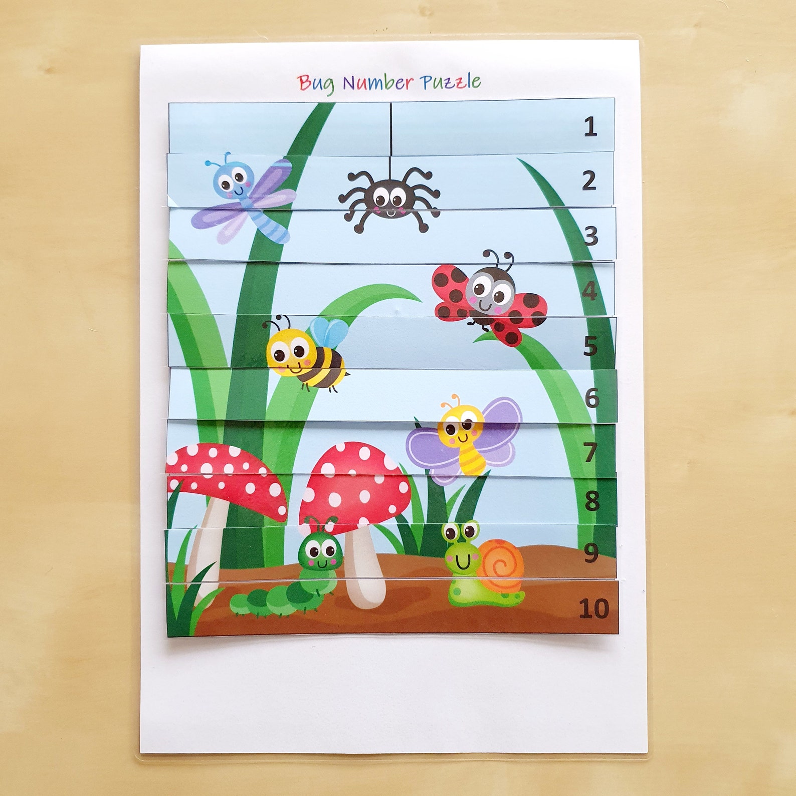 Bug Number Puzzle, Printable, Busy Book Page, Counting 1 to 10