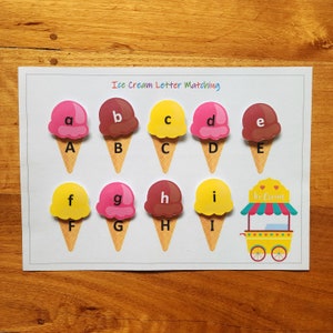 Letter Matching Ice Cream, Busy Book Printable, Montessori Alphabet ...