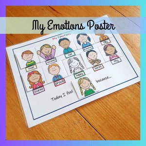 My Emotions Poster, Match Feelings Printable, Busy Book, Homeschool Worksheet, Toddler Preschool Kindergarten Activity, Digital Download PDF
