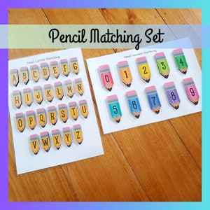 Pencil Alphabet Number Worksheets, ABC Printable, Counting 0-9, Homeschool Busy Book, Preschool Kindergarten Activity, Digital Download PDF