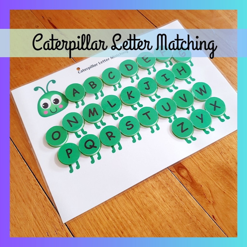 Caterpillar Letter Matching Printable: Montessori Alphabet Activity (Digital Download PDF) image 1