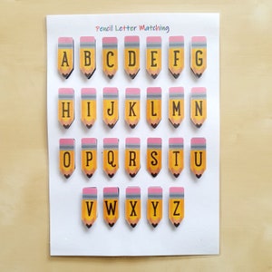 Pencil Alphabet/Number Set, Letter Matching, Number Matching, Counting, Printable, Busy Book, Homeschool, Preschool, Kindergarten Activity image 2