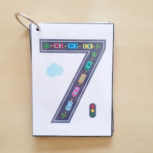 Number Tracing Flashcards, Cars and Roads, Printable, Counting, Learn Numbers, Writing, Preschool and Kindergarten Activity 画像 8