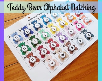 Teddy Bear Alphabet Matching Printable: Homeschool Activity (Digital Download PDF)
