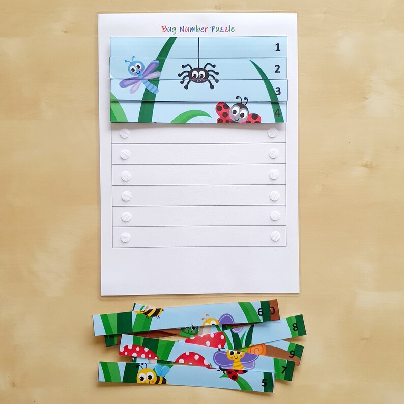 Bug Number Puzzle, Printable, Busy Book Page, Counting 1 to 10 ...