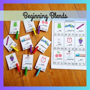Tarjetas imprimibles de mezclas iniciales: fonética para la educación en casa (descarga digital)