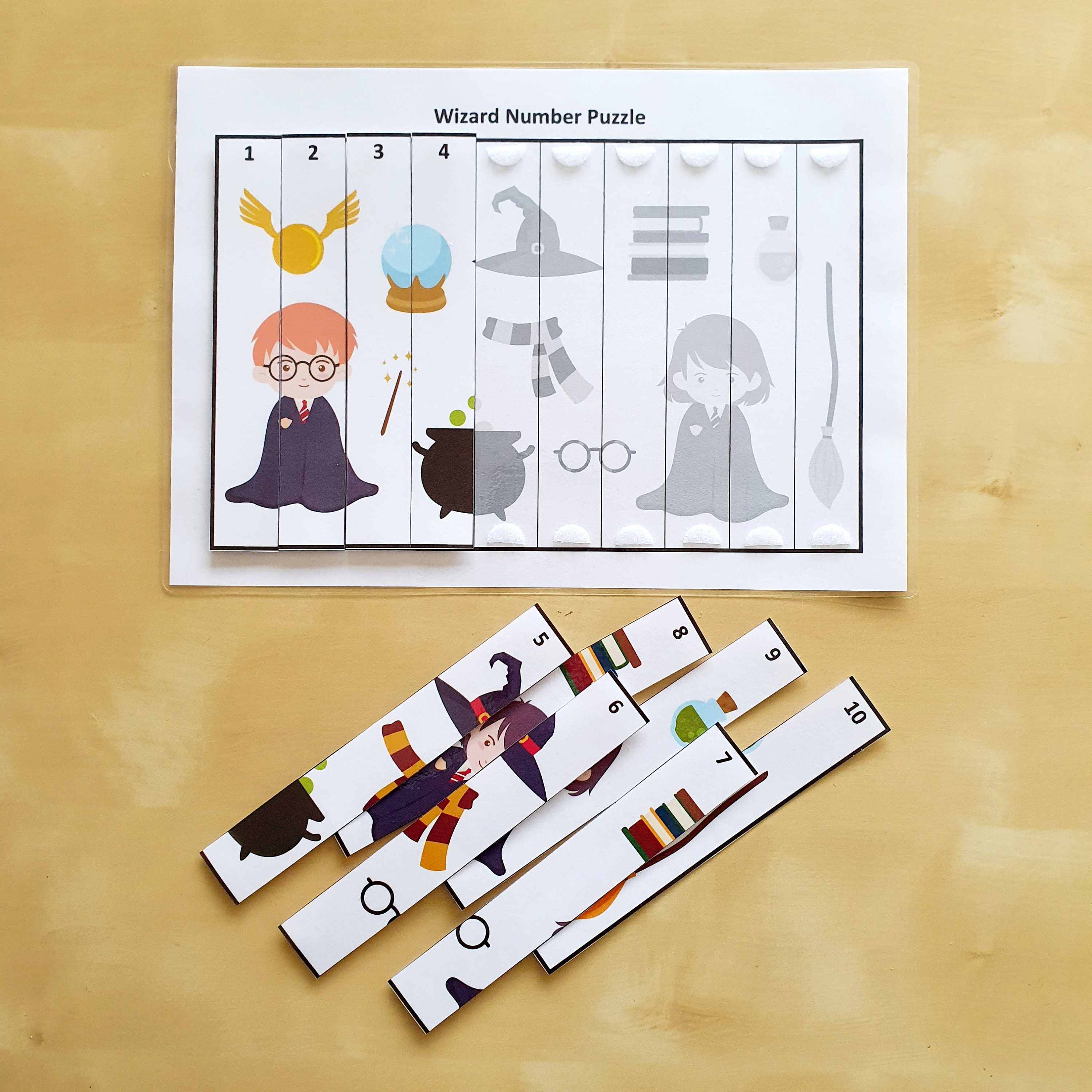 Wizard Number Puzzle, Printable, Counting 1 to 10, Count the Numbers
