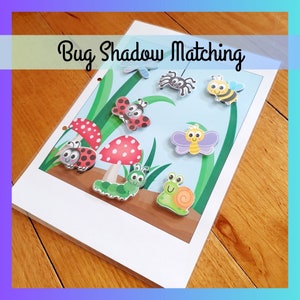 Bugs Shadow Matching Printable, Busy Binder, Montessori Homeschool Arbeitsblatt, Kleinkind Vorschule Kindergarten Aktivität, digitaler Download PDF