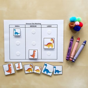 Dinosaur Size Sorting Printable, Busy Book, Homeschool Worksheet, Early ...